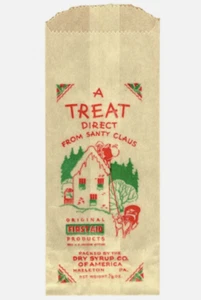 Christmas Treat Bag Glassine Give Away Candy Small Toy 1940s Santa Claus Vintage - Picture 1 of 1