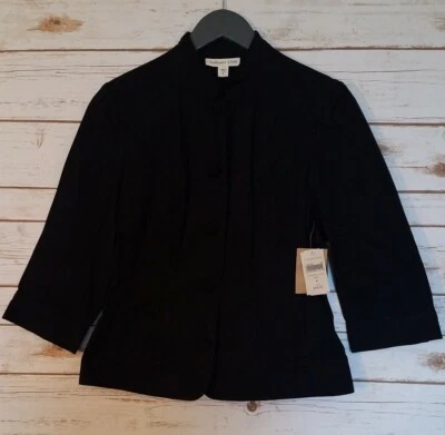 New With Tags Coldwater Creek Crop Sleeve Black Jacket Women's Size 8 - Image 1 of 4