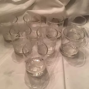 8 Vintage Dorothy Thorpe Sandblasted Lowball Glasses Etched Leaves - Picture 1 of 7