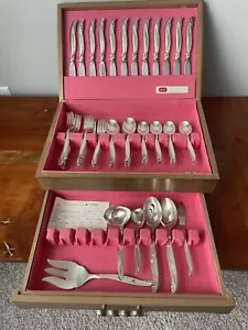 1847 Rogers Bros Leilani 73 Piece Silverplate Flatware Set For 12; Box W/Drawer - Picture 1 of 24