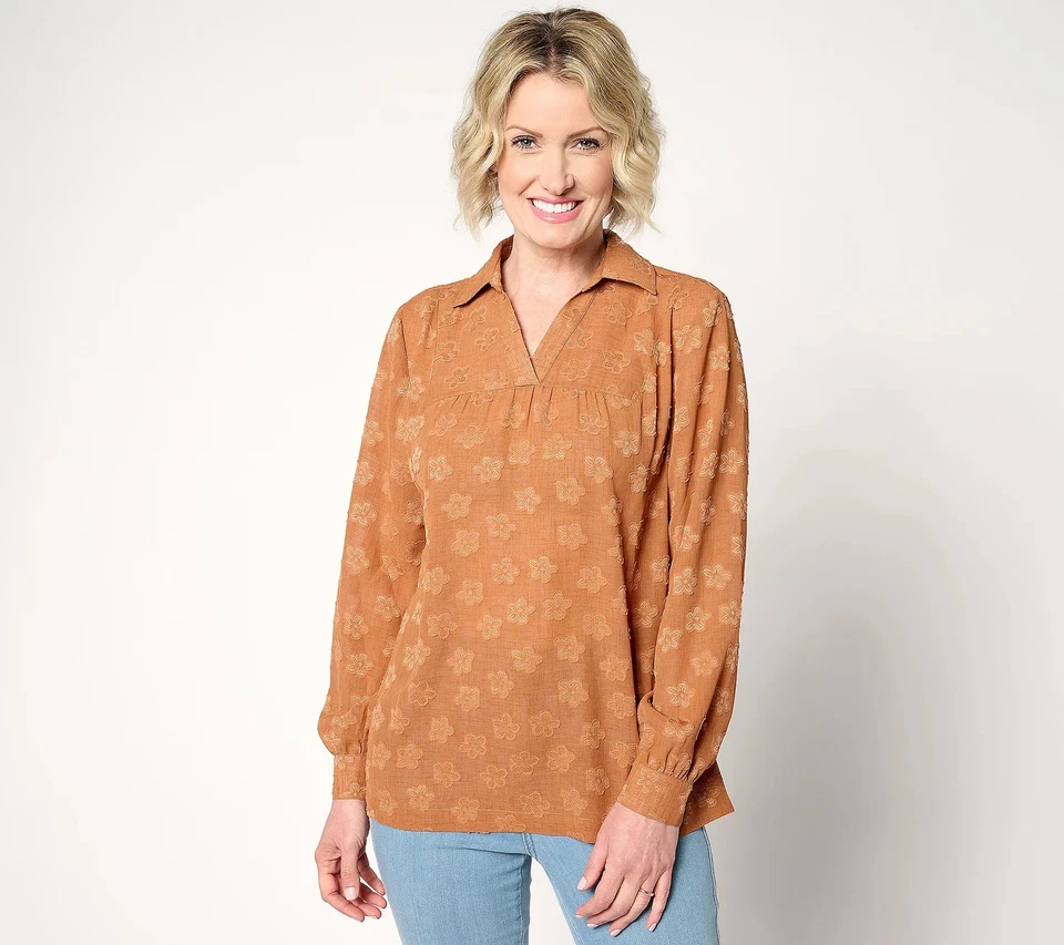 #2274 Joan Rivers Talla 3X Novedad Floral Manga Larga Pullover Camisa Talla 2X Foto 1 de 1