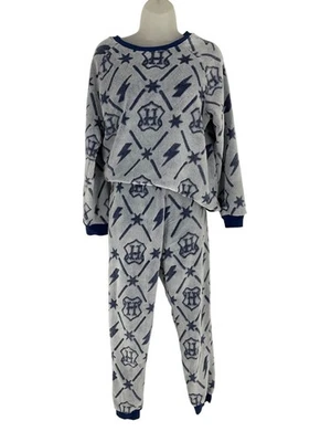 Juego de pijama polar Harry Potter escudo de Hogwarts y patrón de rayo mediano M Foto 1 de 4