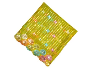 Vintage indischer Georgette grün Dupatta Perlen Stickerei Schal Schleier Stola Hijab - Bild 1 von 8