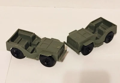 De colección Hecho en EE. UU. 5" TIM-MEE Juguete Plástico Verde Ejército Militar Jeep x2 Foto 1 de 4