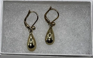 Ralph Lauren Gold Tone Tear Drop Dangle Earrings Classic Sophisticate - Picture 1 of 4