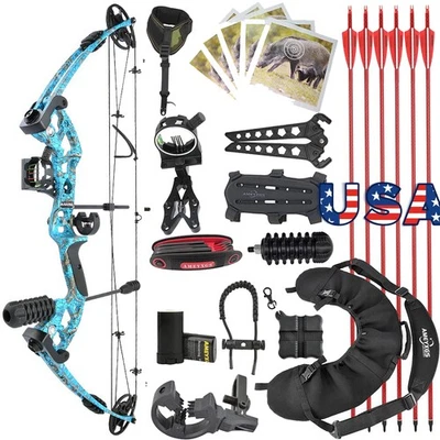 30-55lbs Archery Compound Bow 310FPS Let off 70% Hunting Shooting Bow Arrow Set - Image 1 of 4