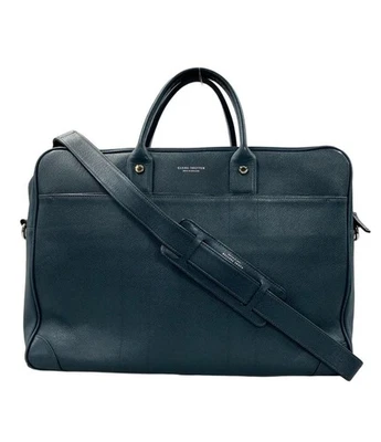 GLOBE TROTTER -  Blue Leather Weekend Overnight Bag With Shoulder Strap - Image 1 of 4