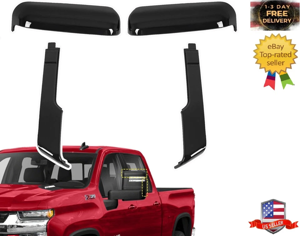 Rearview Mirror Caps fit for Chevy Chevrolet Silverado 2500HD 3500HD 2020-2023 G Foto 1 de 4