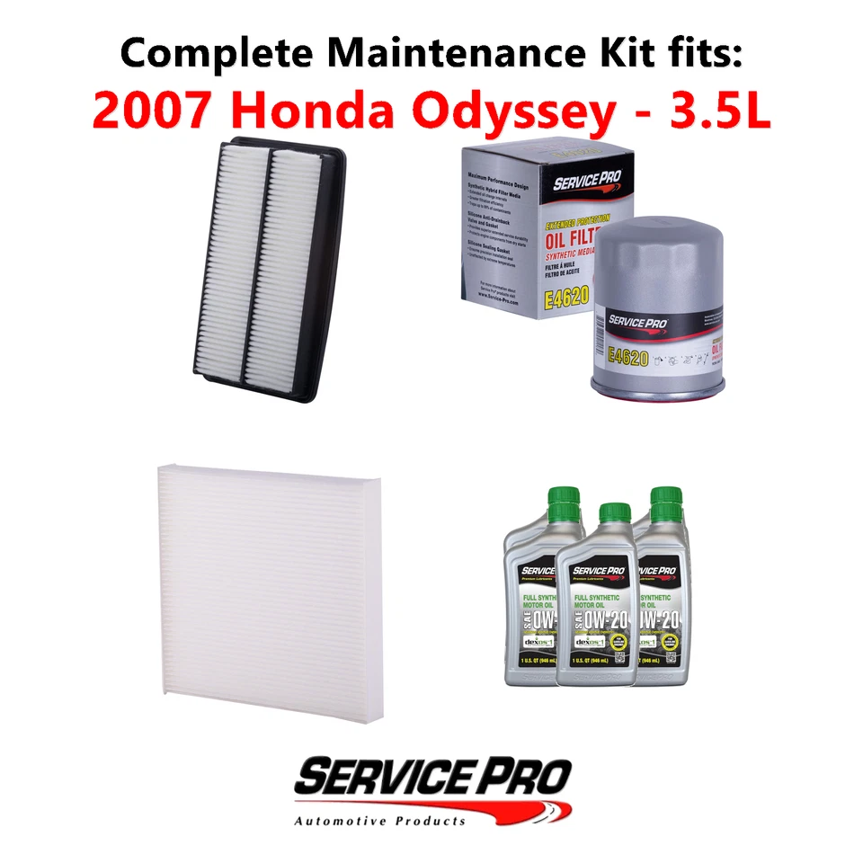 2007 Honda Odyssey 3.5L Complete Air, Oil & Cabin Filter Kit (0W-20) Foto 1 de 4