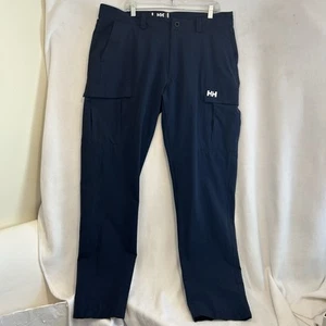 Helly Hansen Hiking Outdoor Cargo Quick Dry Pant Men 38x35 Navy Blue Stretch EUC - Picture 1 of 12