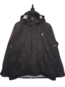 Y2K Nike Rain Jacket Size XL Men's Black Waterproof Fleece Lined Hooded Coat - Picture 1 of 8