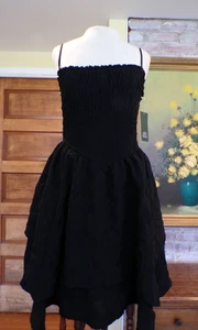 Wild Fable Black Smocked Waist Hankerchief Hem Dress Womens Size Medium - Picture 1 of 11