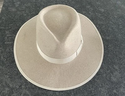 Olive & Pique Kaia Ivory Wool Wide Brim Rancher Hat Adjustable NEW - Image 1 of 4