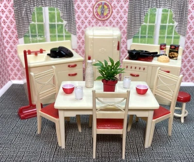 Renwal COMPLETE KITCHEN Vintage Dollhouse Furniture Miniature Ideal Plastic 1:16 - Image 1 of 4