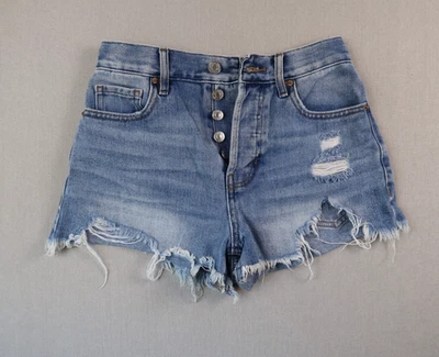 Pantalones Cortos PacSun High Rise Denim Desgastado Corte Para Mujer Talla 24 Botón Mosca Foto 1 de 4