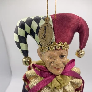 "Adorno bufón payaso Wayne Kleski colección Katherine 9"" guiño a cuadros chuchería" - Imagen 1 de 5