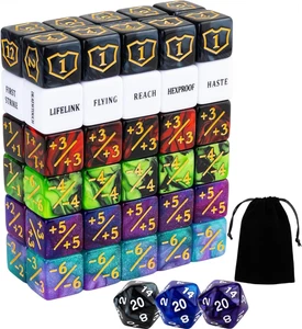 63 Pieces MTG Dice Counters Bulk Ability Keywords MTG Tokens Shield Life Counter - Picture 1 of 12