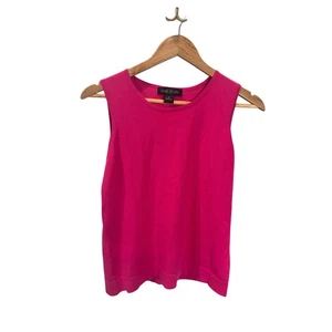 August Silk Sleeveless Knit Top Medium Pink Silk Blend Tank Dressy Casual - Picture 1 of 7