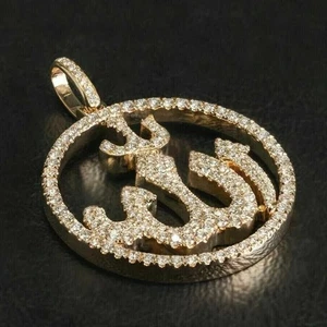 Unisex 2.00 Ct Round Cut Lab Created ALLAH Pendant 14K Yellow Gold Plated Silver - Picture 1 of 3