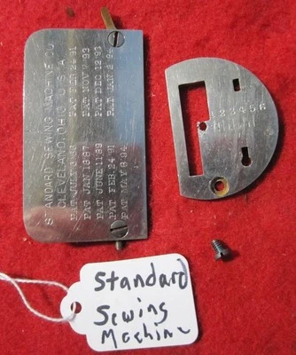 VINTAGE STANDARD TREADLE SEWING MACHINE SLIDE & NEEDLE PLATE DATED 1888-1894 - Image 1 of 4