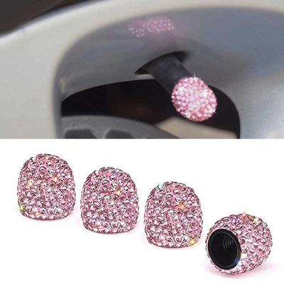 High Quality Valve Cap Air Clay + Rhinestone Dust-Proof Pink Sealing Set Tire - Image 1 of 4