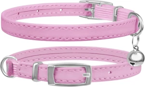 Cat Collar with Bells,Kitten Collar for Boy & Girl Leather Cat Collar Breakaway - Picture 1 of 6