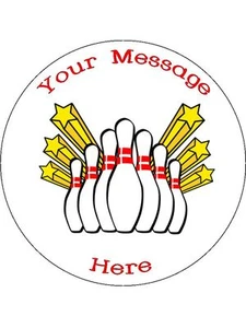 Novelty Personalised Ten Pin Bowling 7.5" Edible Wafer Paper Cake Topper - Picture 1 of 2