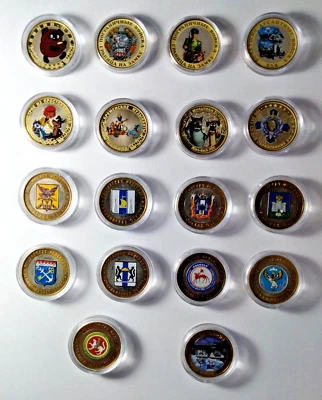 Set of 18 Russia Coin 10 Ruble 2005-14 Obverse colored enamel-18 PCS in capsules - Image 1 of 4