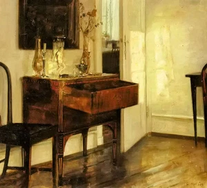 Oil painting carl vilhelm holsoe - sollys i stuen interior landscape & table art - Picture 1 of 1