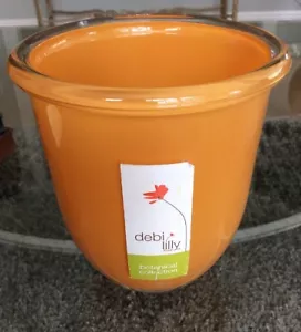 Vaso in vetro europeo Deb Lilly Botanical Butterscotch 6" vaso aperto nuovo con etichette XLNT HTF - Foto 1 di 7