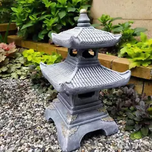 2 Ebenen Pagode Garten Statue Stein Laterne Japanischer Stil Zen Rasen Kunst Dekoration - Bild 1 von 6