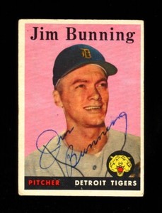 1958 TOPPS JIM BUNNING #115 TIGERS HOF SIGNED AUTOGRAPH VINTAGE 2