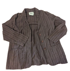 Flax Jacket 100% Cotton Small Oversize Texture Brown Button Lagenlook Blazer - Picture 1 of 4