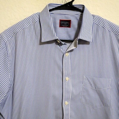 UNTUCKit Shirt Mens Large Long Sleeve Nylon Blend Blue White Stripes - Image 1 of 4