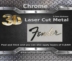 Fender Guitar Decal 3d metal Headstock Restoration Sticker m6 - Picture 1 of 7