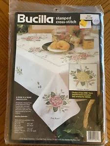 Bucilla Stamped Cross Stitch “A Rose Is A Rose Tablecloth” 41231 NEW - Picture 1 of 3