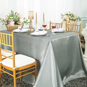 Wedding Linens Inc. 54" x 108" Premium Rectangular Satin Tablecloths - Picture 1 of 59