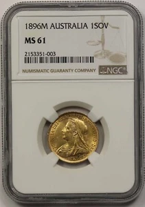 1896M Australia 1SOV NGC MS 61 Gold Sovereign - Picture 1 of 4