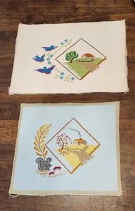 Set Of 2 cross stitch sampler Autumn Summer Unframed - Picture 1 of 3