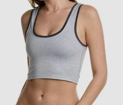 $67 Terez Women's Gray Tlc Scoop-Neck Crop Tank Top Size L - Image 1 of 3