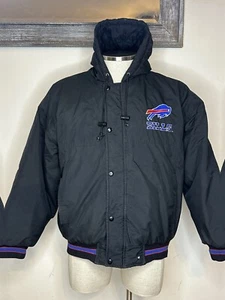 Vintage Buffalo Bills NFL Starter Black Jacket/ Winter Coat With Hood. Adult M - Picture 1 of 24