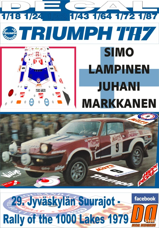 DECAL TRIUMPH TR7 S.LAMPINEN 1000 LAKES R. 1979 DnF (06) - Image 1 of 1