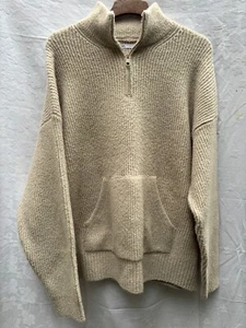 Zara Men' Oatmeal chunky knit Sweater ,Long sleeved XXL Mint, NWOT £75 New - Picture 1 of 8