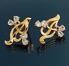 18K Gold Filled Stunning Italian Simulated Diamond 18Ct Gf Stud Earrings 20Mm