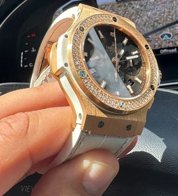 HUBLOT 44 MM 18 K GOLD & DIAMOND LIMITED EDITION  ONLY 02/36 PIECE IN THE WORLD - Image 1 of 4