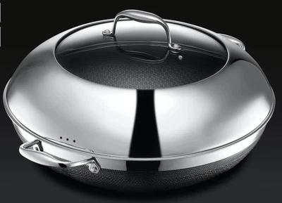 🔥 HexClad 14″ Commercial Wok + Glass Lid – NEW Open Box