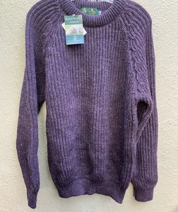 Neu mit Etikett Vintage Handcraft Ltd UK Grobstrickpullover Pullover reine Wolle MED aubergine - Bild 1 von 6