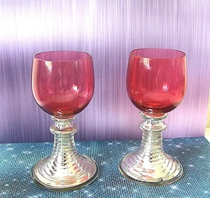 Due Bicchieri Art Decò Mirtillo Calici Vino/Rummers Marcati WH - Foto 1 di 2