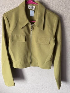 Vintage women’s Green Bomber Zip Jacket Made In USA Sz M bikercore edgy baddie - Picture 1 of 3
