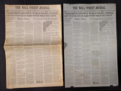 Wall Street Journal Printing Plate & Newspaper - September 12th, 2001 - Image 1 of 4